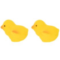 Artikel Små påskkycklingar, flockade i gult och orange, 4,5 cm höga, 18 stycken