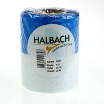 Artikel Moiréblått och vitt kransband 125 mm – Högkvalitativt sorg- och dekorationsband, nationellt band med elegant utseende, 25 m rulle