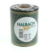 Artikel Elegant mörkgrönt moiréband med krans, 125 mm med guldfärgad pärlkant, sorgband, bröllopsdekoration, rosettband