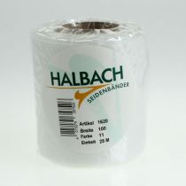 Artikel Vitt kransband 100mm x 25m Begravningsblomsterdekoration