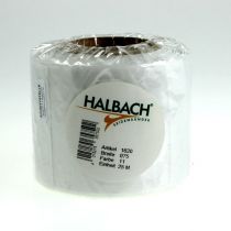 Artikel Vitt kransband, hög kvalitet, 75 mm x 25 m - dekorativt band för blomsterhandel och begravningsceremonier, perfekt för tryck.