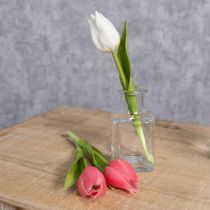 Artikel Konstgjord tulpan, realistisk dekoration, hållbar konstgjord blomma för hemmet, 21 cm, 6 stycken