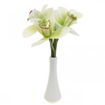 Artikel Konstgjorda orkidéer konstgjorda blommor i vas vit/grön 28cm