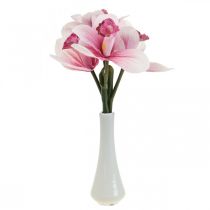 Konstgjorda orkidéer konstgjorda blommor i vas vit/rosa 28cm