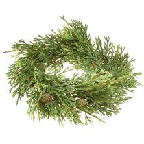 Artikel Liten konstgjord grankrans, grön med kottar, Ø24 cm, jul