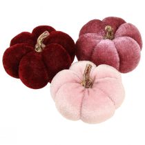Artikel Pumpa av tyg dekoration sammet vinröd rosa Ø7cm 9 st