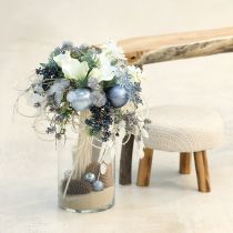 Artikel Kulset i blått/silver – matt och glansigt, glasdekoration för vinterblomster 7,5 cm 12 st
