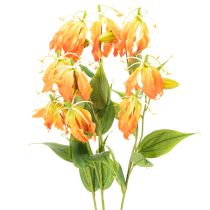 Artikel Konstgjord Gloriosa orange blomma med långa stjälkar för vaser 80cm 3st
