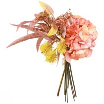 Artikel Konstgjord blombukett hortensia rose eucalyptus L33cm