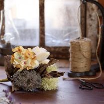 Artikel Konstgjord blombukett, ros, hortensia, torr look, vintagedekoration, 38 cm