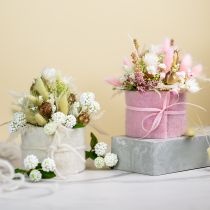 Artikel Konstgjord blombukett sidenblommor bärgren vit 48cm
