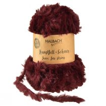 Artikel Fuskpälssnöre, fluffig dekorationssnöre, vinröd, 50g, 30m