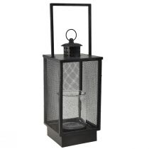 Artikel Stor metalllykta med trådfönster i antikgrå - 19x36x60 cm - dekorativ lykta med bärhandtag