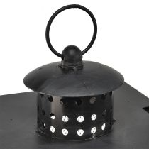 Artikel Stor metalllykta med trådfönster i antikgrå - 19x36x60 cm - dekorativ lykta med bärhandtag