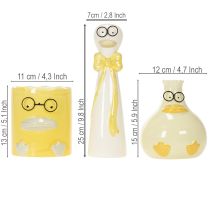 Artikel Set med dekorativa keramikfigurer av ankor med glasögon, 25 cm, 3 st