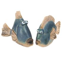 Artikel Maritim dekoration fisk blå keramik dekoration assorterad 19/17cm 2 st