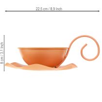 Artikel Dekorativ metallkopp, orange, Ø11,5 cm, H6 cm, med fat, 2 st