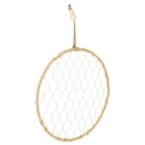 Artikel Boho metalldekorationsring, silver, Ø28 cm med naturlig raffia, set om 4 - hängande dekoration, väggdekoration