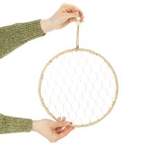 Artikel Boho metalldekorationsring, silver, Ø28 cm med naturlig raffia, set om 4 - hängande dekoration, väggdekoration