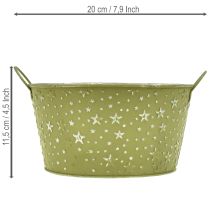 Artikel Metallskål med stjärnor och handtag, grön, Ø20cm, H11,5cm