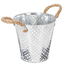 Artikel Metallkruka, blomkruka med handtag, planteringslåda med blommönster Ø18cm