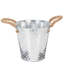 Artikel Metallkruka, blomkruka med handtag, planteringslåda med blommönster Ø18cm
