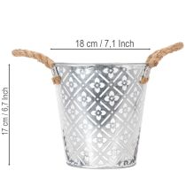 Artikel Metallkruka, blomkruka med handtag, planteringslåda med blommönster Ø18cm