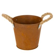 Artikel Metallkruka med handtag, örtkruka, rostdekoration Ø16,5cm H15cm