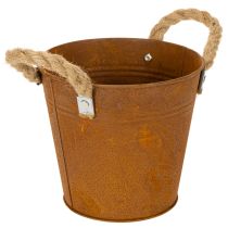 Artikel Metallkruka med handtag, örtkruka, rostdekoration Ø16,5cm H15cm