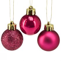 Artikel Mini julgranskulor rosa brytsäkra Ø3cm H3,5cm 14 st