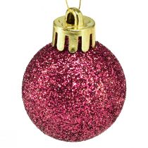 Artikel Mini julgranskulor rosa brytsäkra Ø3cm H3,5cm 14 st