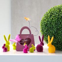 Artikel Minikaniner Färgglada påskharar flockade diverse – 2:a val – H6cm 12 st