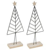 Artikel Mini julgran metall trä svart natur 28cm 2st