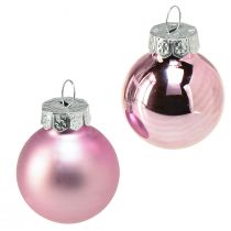 Artikel Mini julgranskulor glas ljuslila Ø2,5cm 22 st