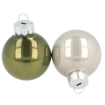Artikel Mini julkulor glas grön silvergrå Ø3cm 22st