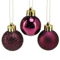 Artikel Mini julkulor lila plast Ø3cm H3,5cm 14 st