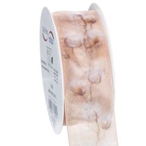 Artikel Organzaband, bomullsblommor, dekorband, rosa, 40 mm, 15 m