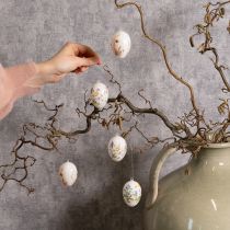 Artikel Påskägg med vår- och blommotiv, högkvalitativ påskdekoration, 6 cm, 6 stycken