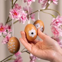 Artikel Påskäggshängande dekoration, vår, påsk, riktiga hönsägg, naturliga, 6 cm, 6 stycken