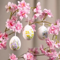 Artikel Påskägg med fina blommotiv för festlig påskdekoration i vardagsrummet, 6 cm, 6 stycken
