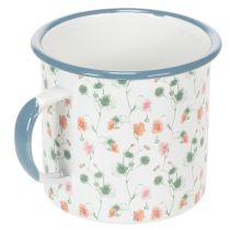 Artikel Emaljkruka, dekorativ kopp med blommotiv, Ø11 cm