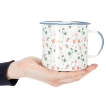 Artikel Emaljkruka, dekorativ kopp med blommotiv, Ø11 cm