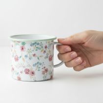 Artikel Planteringskopp rosor emalj dekorativ kopp med handtag vit Ø9,5 cm