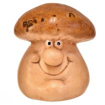 Artikel Glada svampfigurer med ansikten - olika nyanser av brunt, 6,5 cm - rolig dekoration för trädgård och hem - 3 st