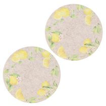 Artikel Bordstabletter Runda Grå Filt Sommar Citron 31cm 2 st