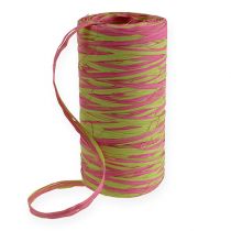 Raffia band bicolor äpple grön-rosa 200m