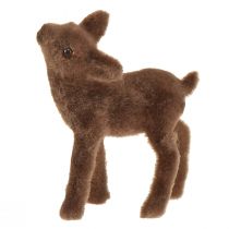 Artikel Rådjur dekorativa figurer Julbrun flockade rådjur med fawn i ett set H9/5,5cm 4 stycken
