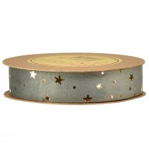 Artikel Sammetsband, stjärnband, gråguld, dekorativt band, 25 mm brett, 8 m långt