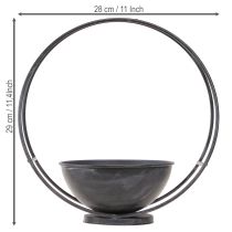 Artikel Skål med fot, dekorativ ring, metall, antracit, H29 cm, 2 stycken