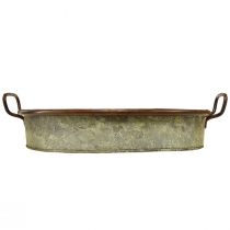Artikel Oval metallbricka med handtag, rostfärgad, 46/52 cm, set om 2